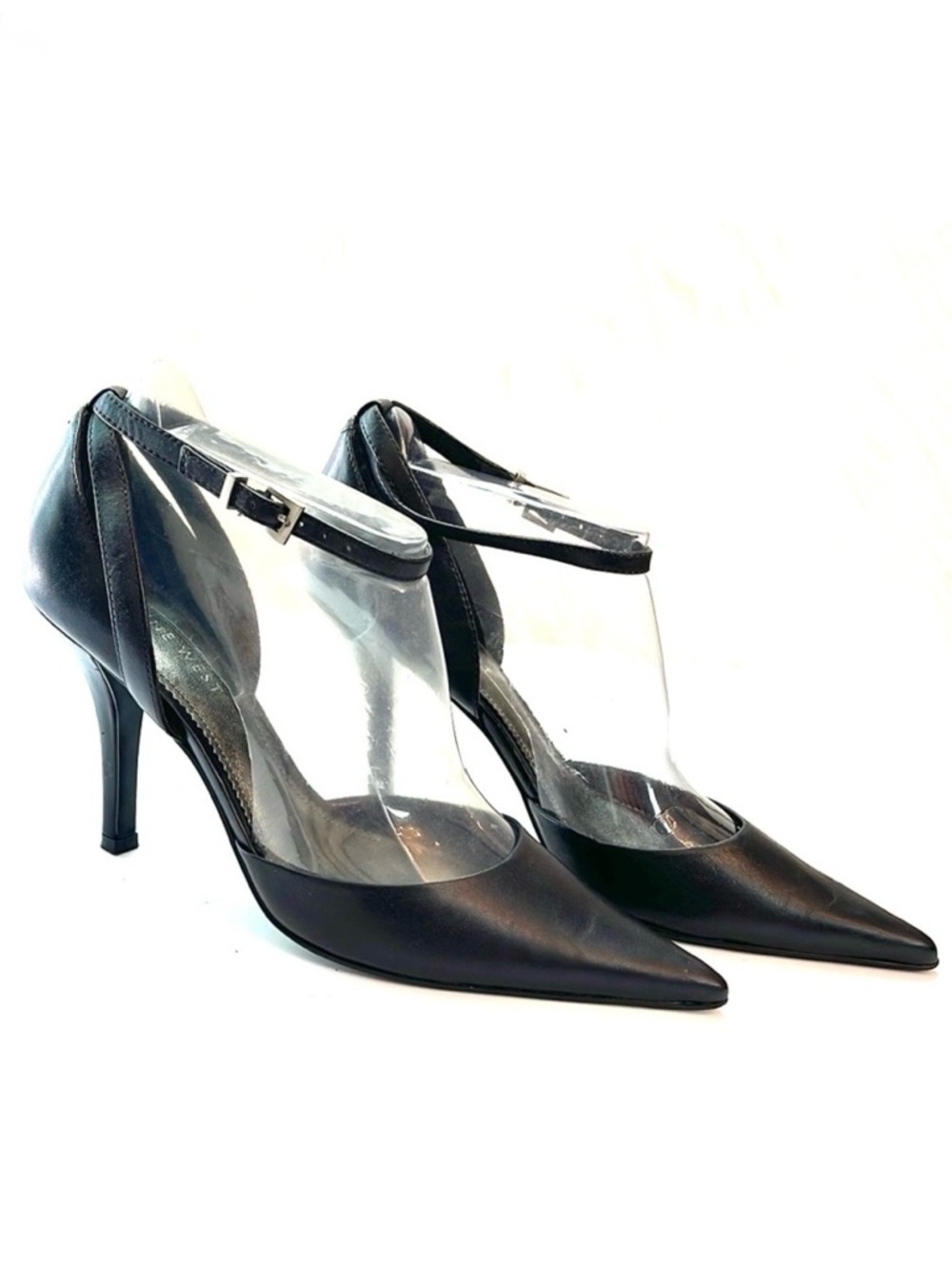 NINE WEST BLACK ANKLE STRAP HEELS